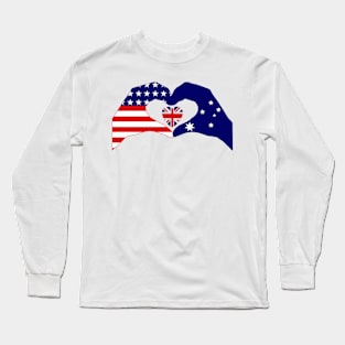 We Heart USA & Australia Patriot Flag Series Long Sleeve T-Shirt